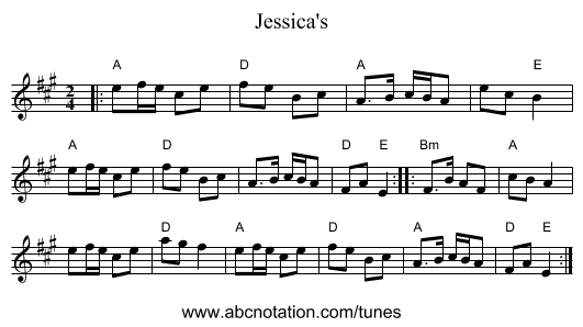 Jessica's - staff notation