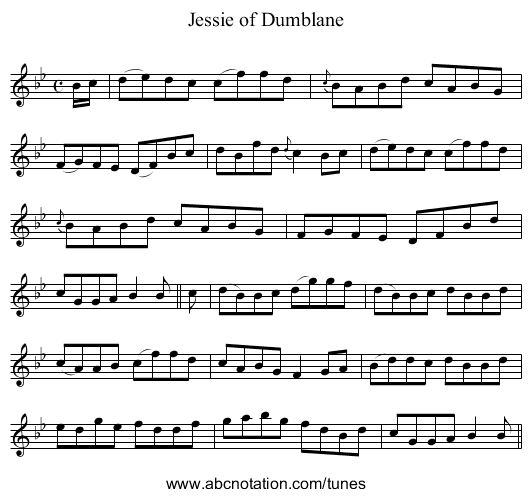 Jessie of Dumblane - staff notation