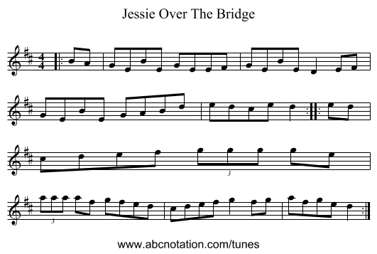 Jessie Over The Bridge - staff notation