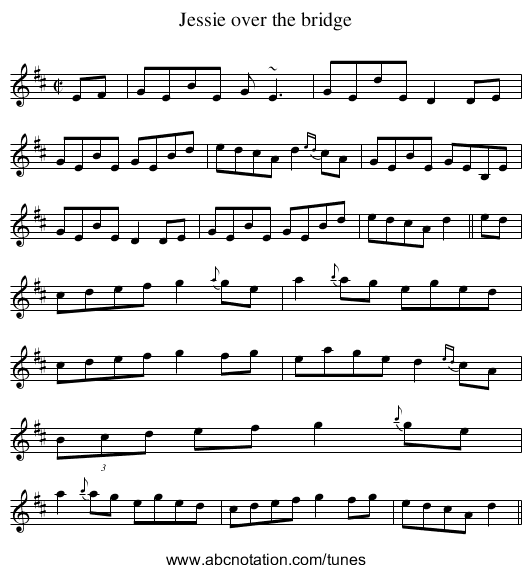 Jessie over the bridge - staff notation