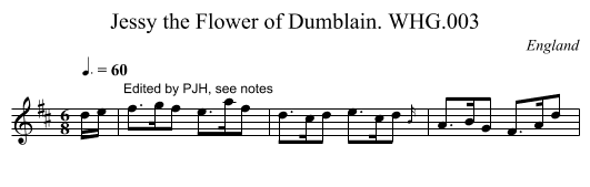 Jessy the Flower of Dumblain. WHG.003 - staff notation