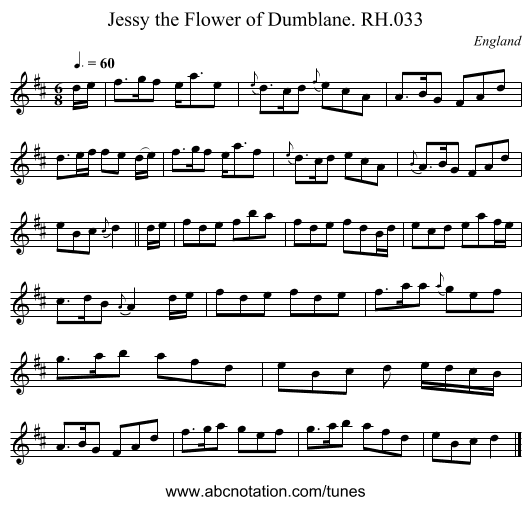 Jessy the Flower of Dumblane. RH.033 - staff notation