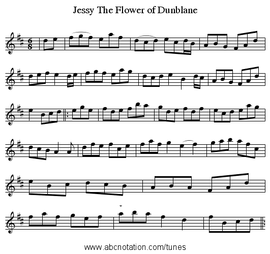 Jessy The Flower of Dunblane - staff notation