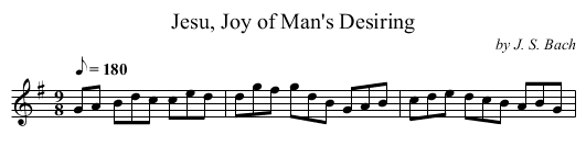 Jesu, Joy of Man's Desiring - staff notation