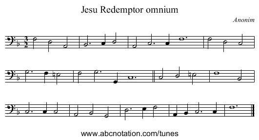 Jesu Redemptor omnium - staff notation