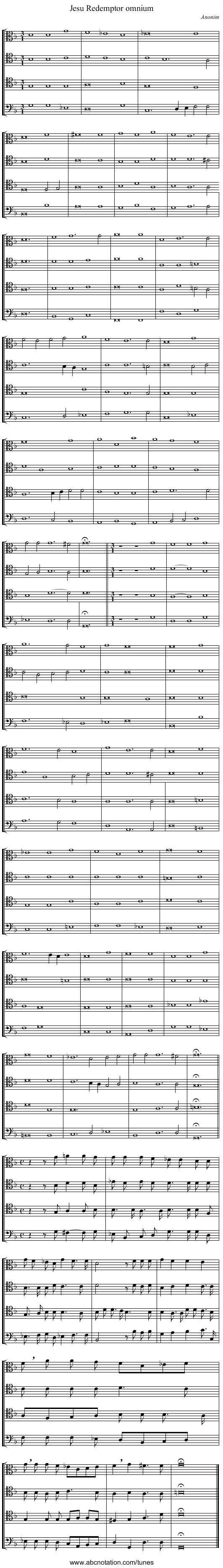 Jesu Redemptor omnium - staff notation