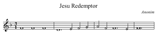 Jesu Redemptor - staff notation