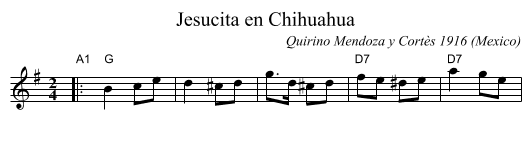 Jesucita en Chihuahua - staff notation