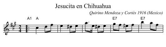 Jesucita en Chihuahua - staff notation