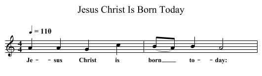 Jesus Christ Is Born Today - staff notation