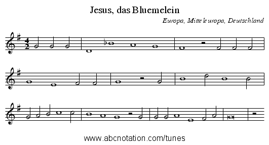 Jesus, das Bluemelein - staff notation