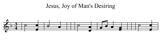 Jesus, Joy of Man's Desiring - staff notation
