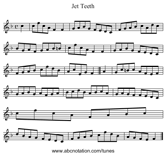 Jet Teeth - staff notation