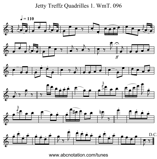 Jetty Treffz Quadrilles 1. WmT. 096 - staff notation