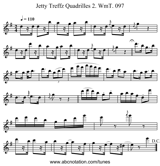 Jetty Treffz Quadrilles 2. WmT. 097 - staff notation