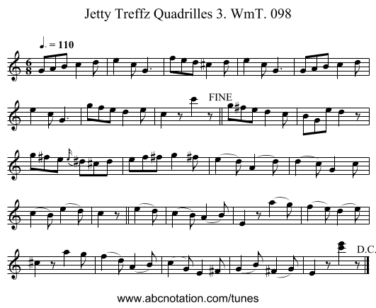 Jetty Treffz Quadrilles 3. WmT. 098 - staff notation