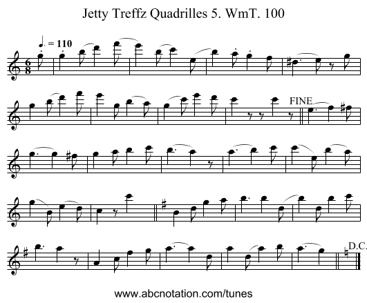 Jetty Treffz Quadrilles 5. WmT. 100 - staff notation