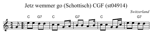 Jetz wemmer go (Schottisch) CGF (st04914) - staff notation