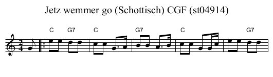 Jetz wemmer go (Schottisch) CGF (st04914) - staff notation