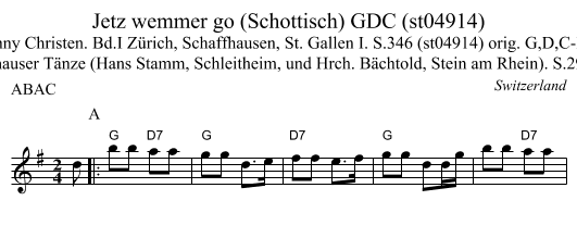 Jetz wemmer go (Schottisch) GDC (st04914) - staff notation
