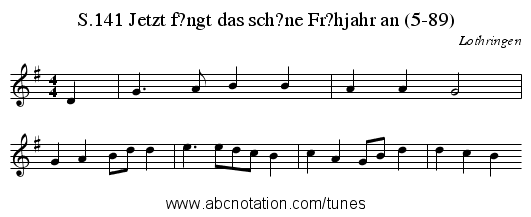 Jetzt f?ngt das sch?ne Fr?hjahr an (5-89), S.141 - staff notation