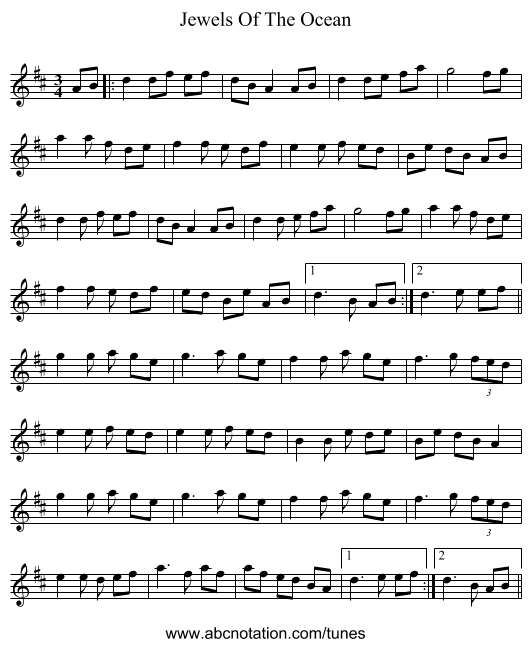 Jewels Of The Ocean - staff notation