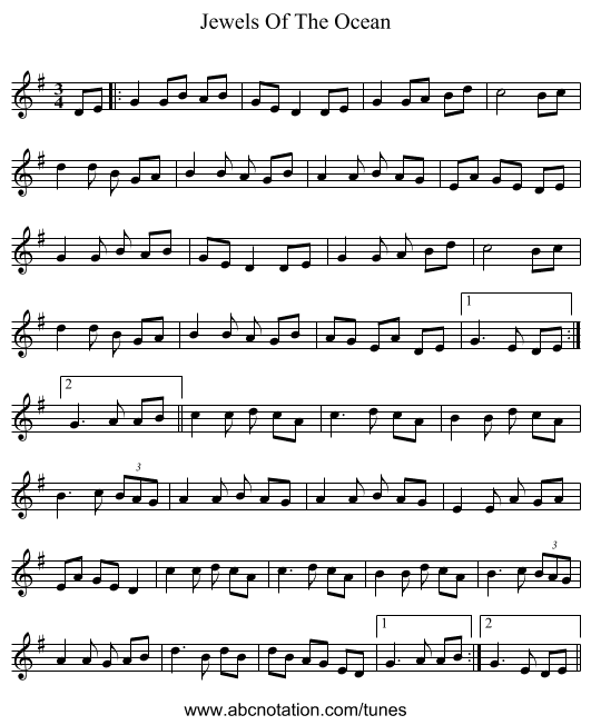 Jewels Of The Ocean - staff notation