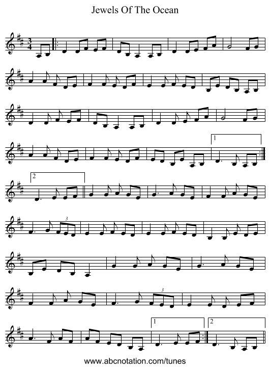 Jewels Of The Ocean - staff notation