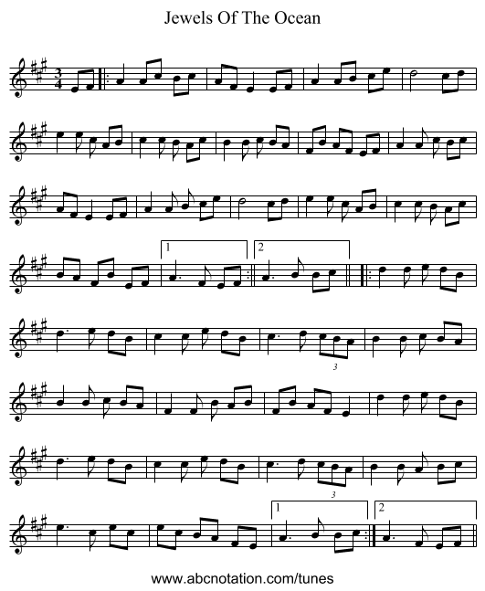 Jewels Of The Ocean - staff notation