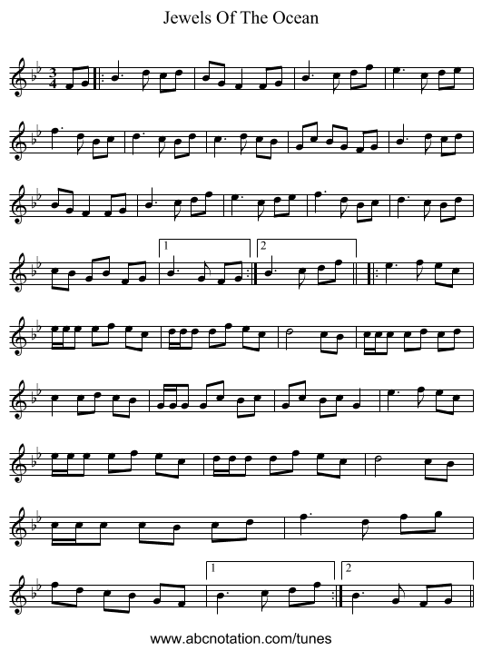 Jewels Of The Ocean - staff notation