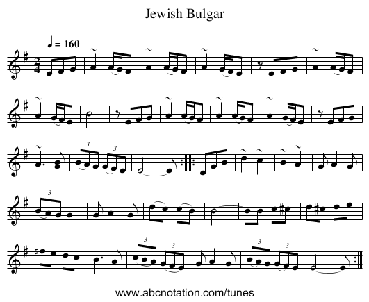 Jewish Bulgar - staff notation