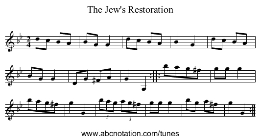 Jew's Restoration, The - staff notation