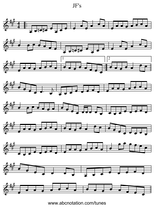 JF's - staff notation