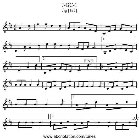 J-GC-1 - staff notation