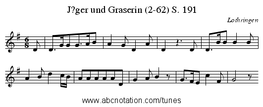 J?ger und Graserin (2-62) S. 191 - staff notation