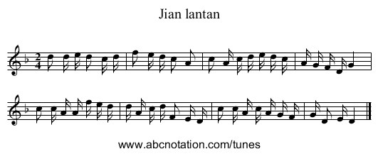 Jian lantan - staff notation