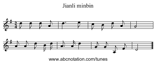 Jianli minbin - staff notation