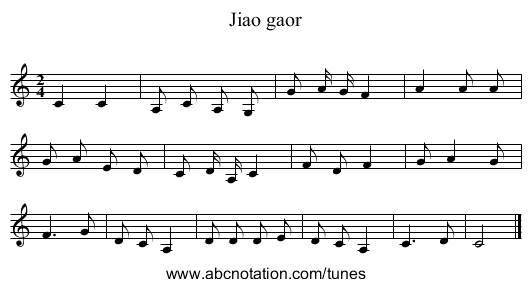 Jiao gaor - staff notation