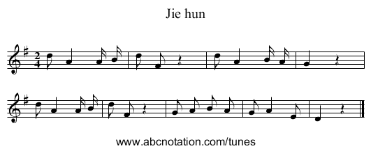 Jie hun - staff notation