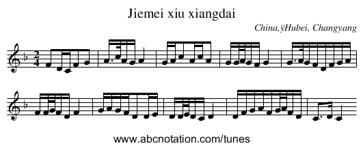 Jiemei xiu xiangdai - staff notation