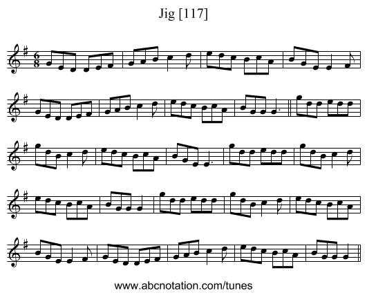 Jig [117] - staff notation