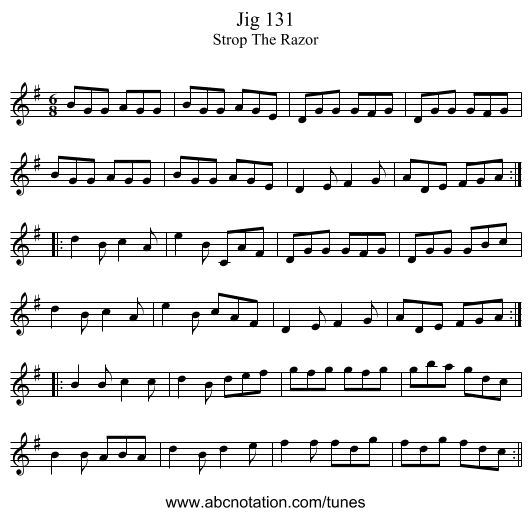 Jig 131 - staff notation