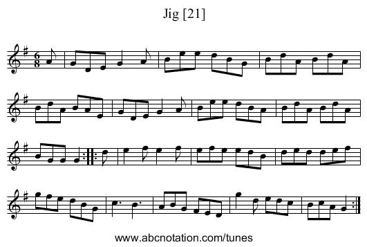 Jig [21] - staff notation