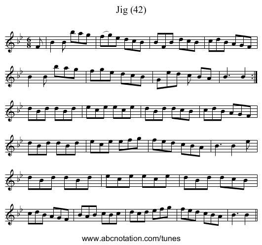 Jig (42) - staff notation