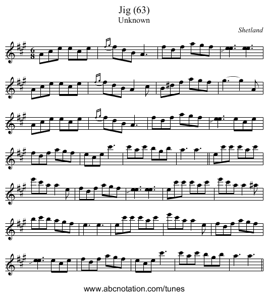 Jig (63) - staff notation