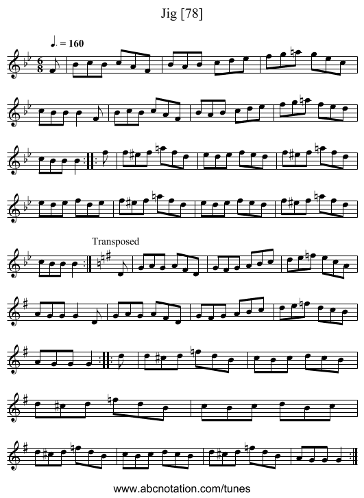 Jig [78] - staff notation