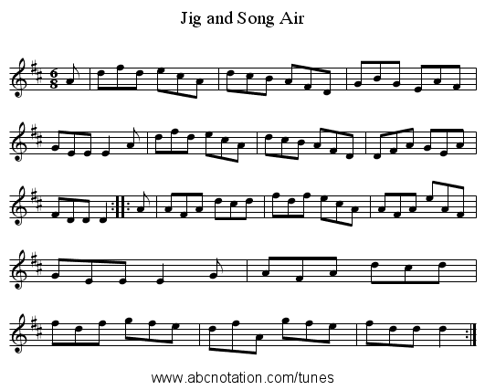 Jig and Song Air - staff notation