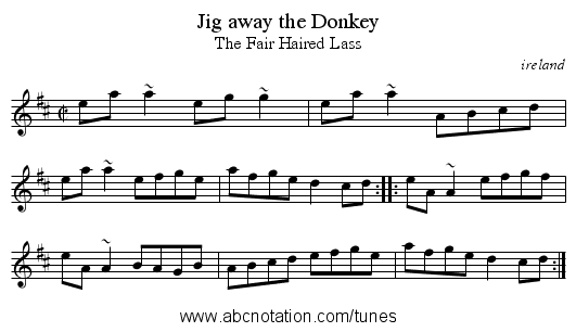Jig away the Donkey - staff notation