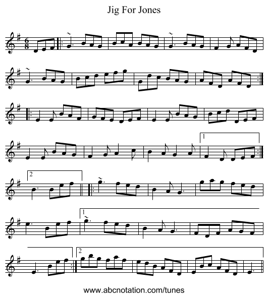 Jig For Jones - staff notation