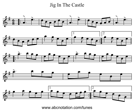Jig In The Castle - staff notation